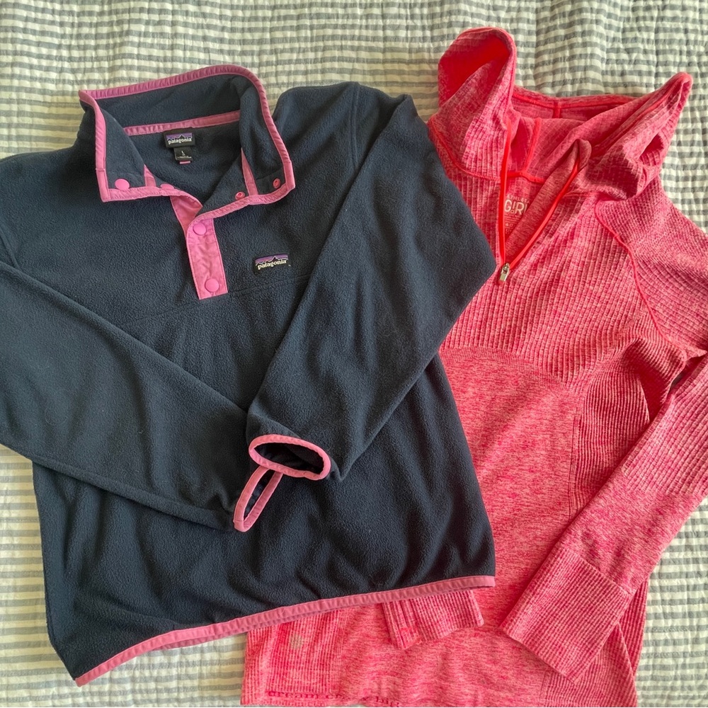 Patagonia Micro D Snap T Pullover and Athleta light hoodie